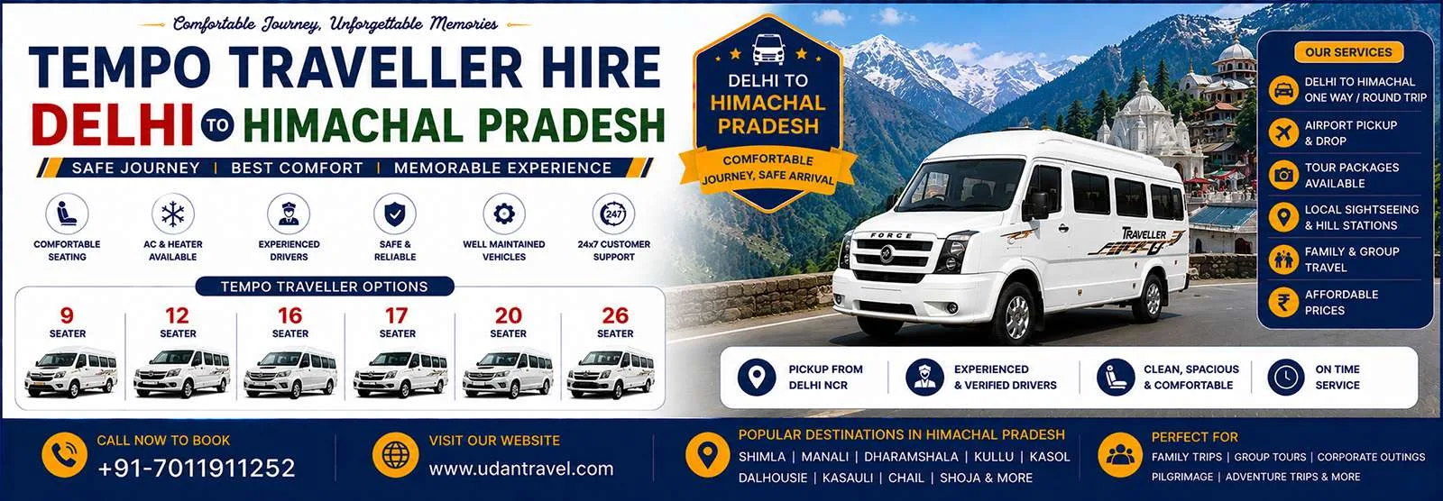Tempo Traveller Hire From Delhi To Himachal Pradesh