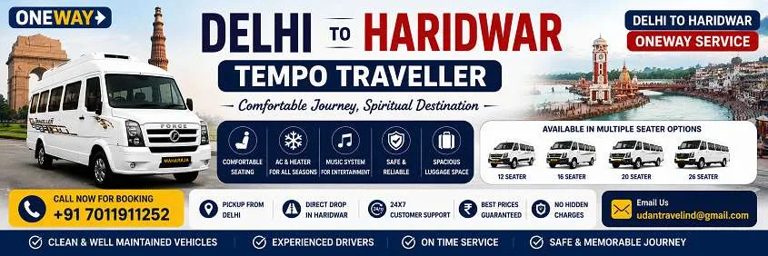 Delhi to Haridwar One-Way Tempo Traveller