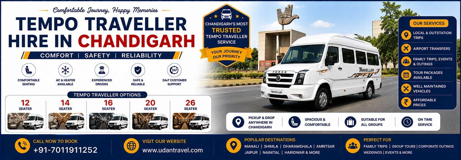 Tempo Traveller Hire In Chandigarh 