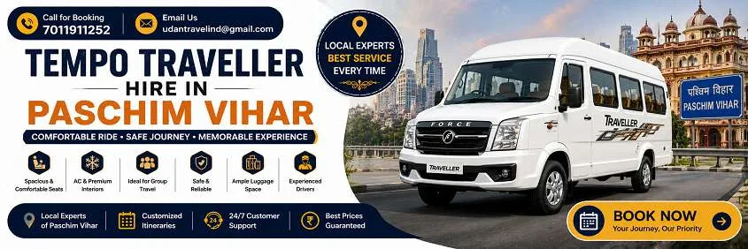 Tempo Traveller Hire in Paschim Vihar: Local, Outstation and Guest Transfers