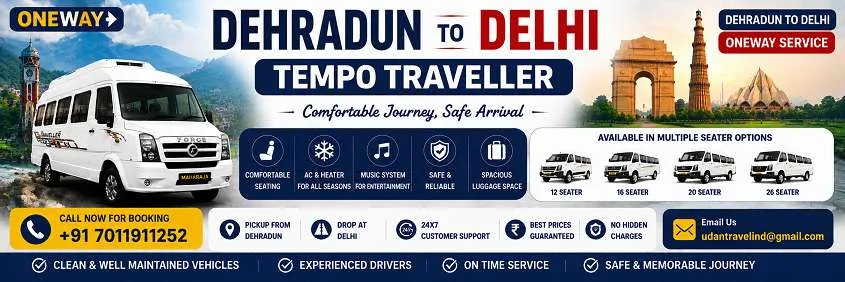 Dehradun to Delhi One-Way Tempo Traveller
