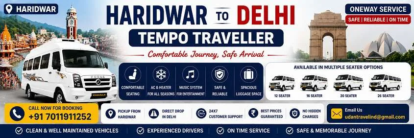 Haridwar to Delhi One-Way Tempo Traveller