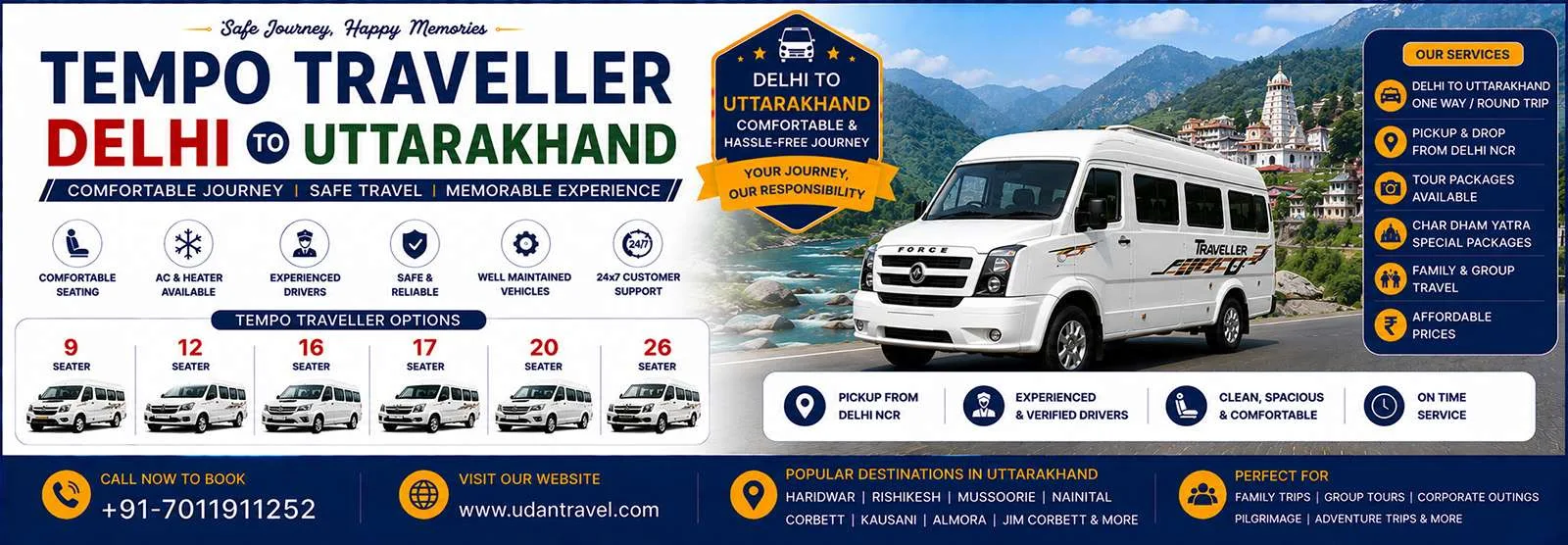 Tempo Traveller Hire From Delhi To Uttarakhand