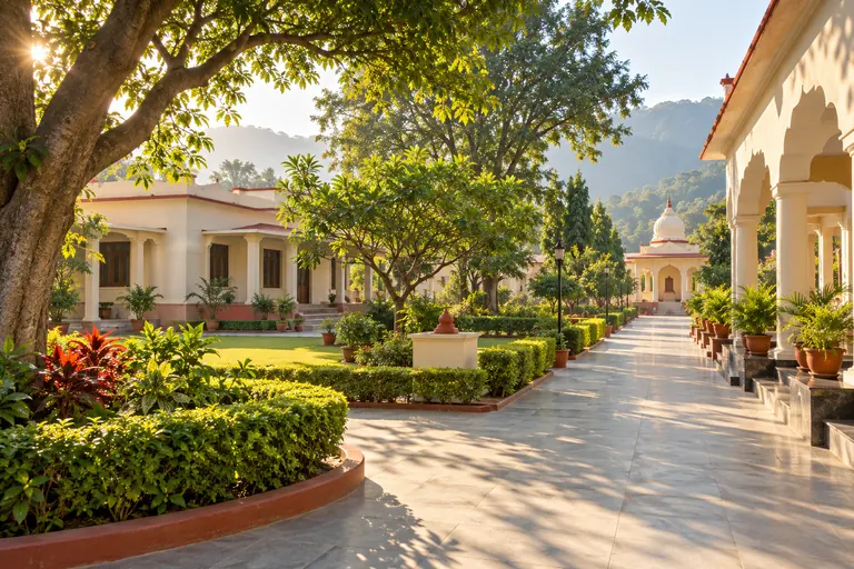 Ashram garden visit illustration