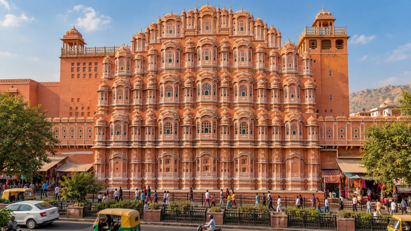 Illustrative view of Hawa Mahal in Jaipur
