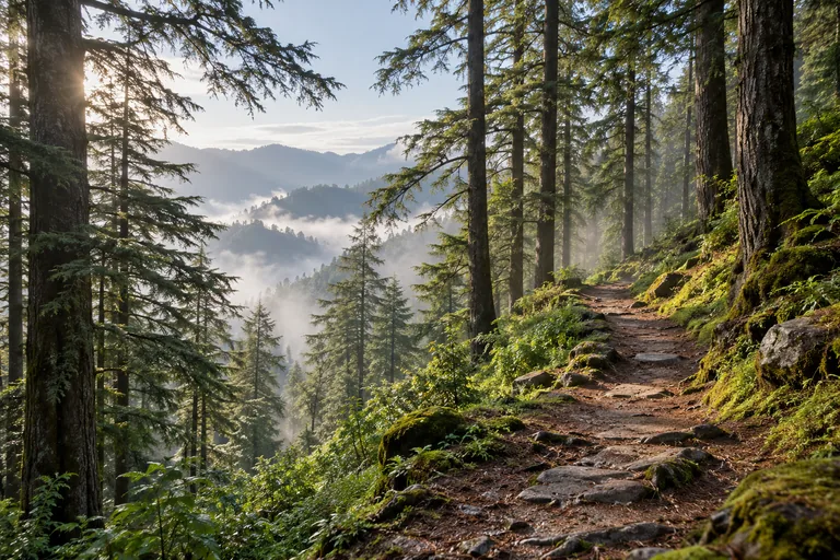 Dhanaulti destination travel illustration