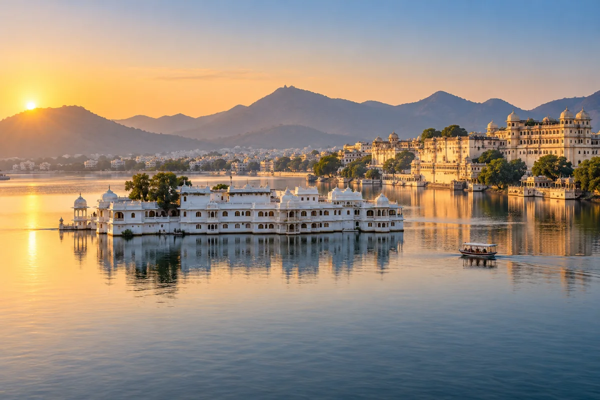 Udaipur lake and palace skyline