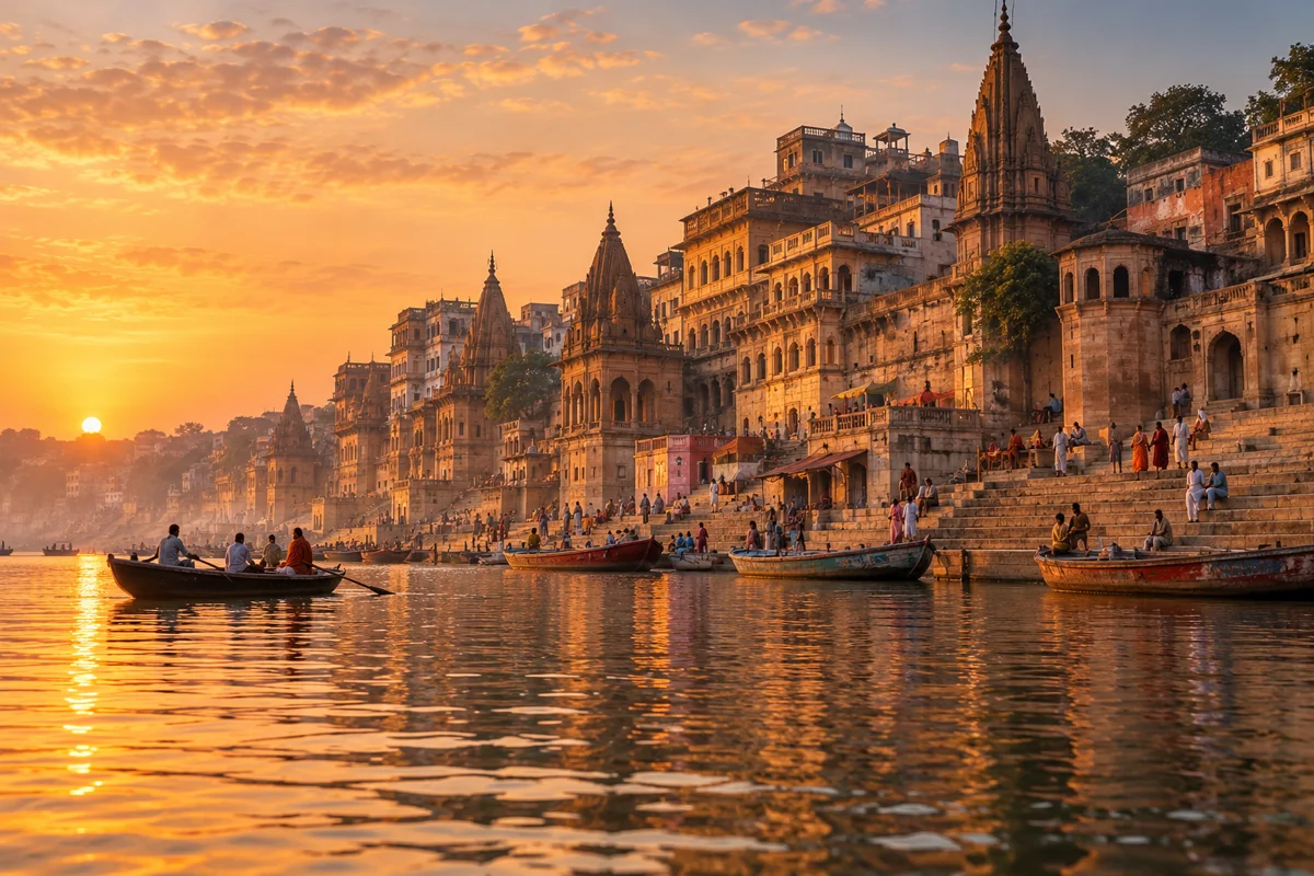 Varanasi ghats at sunrise