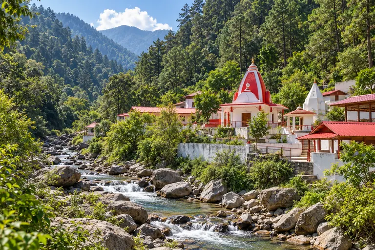 Kainchi Dham destination travel illustration