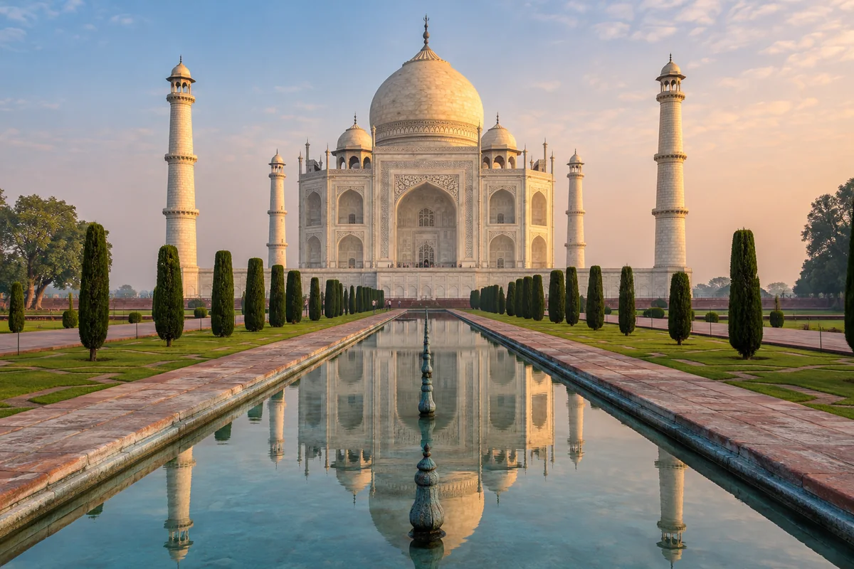 Taj Mahal and reflecting pool in Agra