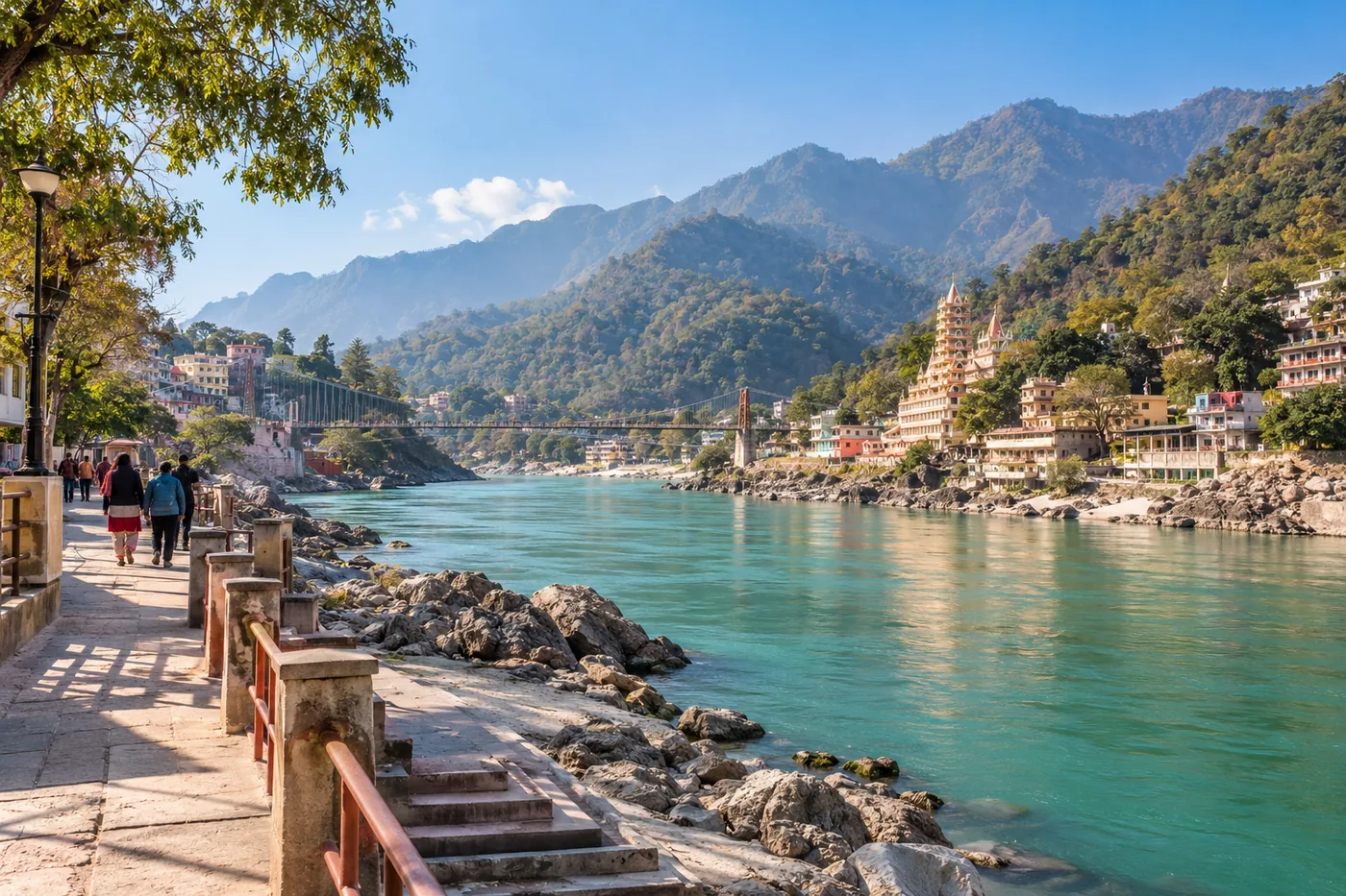 Rishikesh riverfront and Himalayan foothills